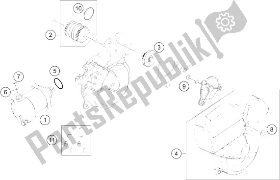 Wszystkie części do Rozrusznik Elektryczny KTM 250 XC Europe USA 2016