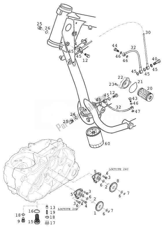 Tutte le parti per il Sistema Di Lubrificazione Lc4-e del KTM 400 LC 4 Australia 1999