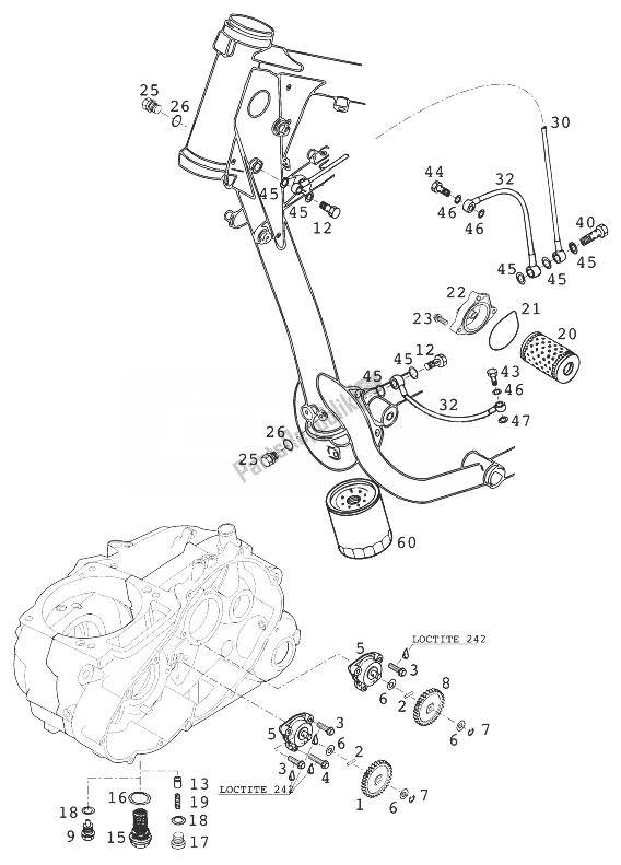 Tutte le parti per il Sistema Di Lubrificazione Lc4-e del KTM 640 Duke II Titan Europe 1999