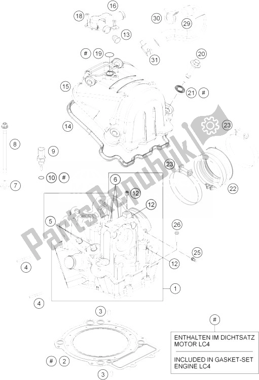 Todas as partes de Cabeça De Cilindro do KTM 690 Duke Black ABS USA 2014