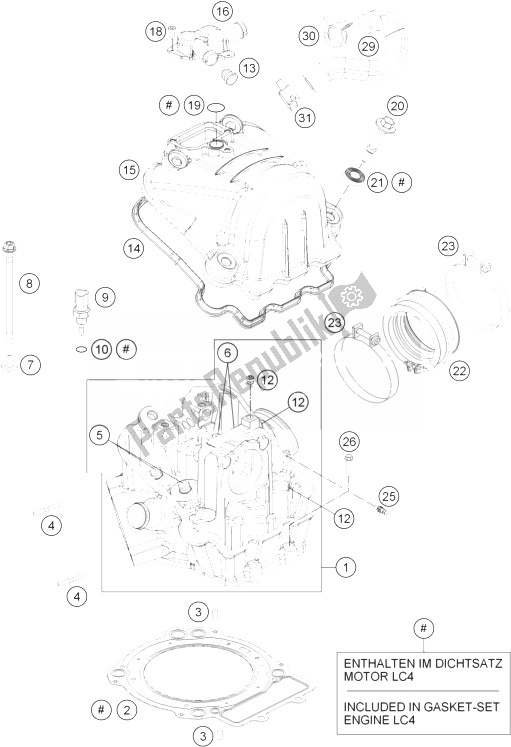 All parts for the Cylinder Head of the KTM 690 Duke White ABS USA 2014