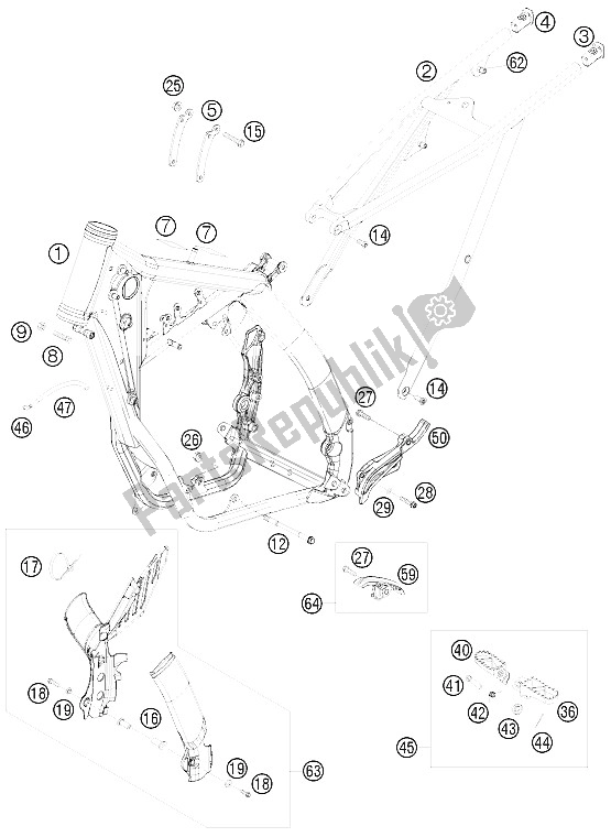 Tutte le parti per il Telaio del KTM 150 SX USA 2009