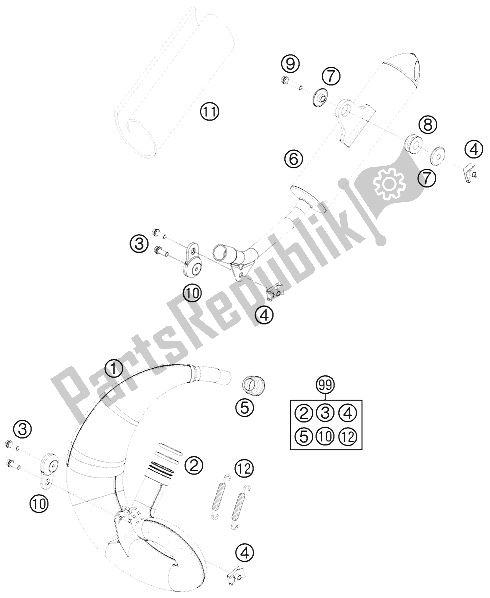 Todas as partes de Sistema De Exaustão do KTM 50 SX Europe 2011