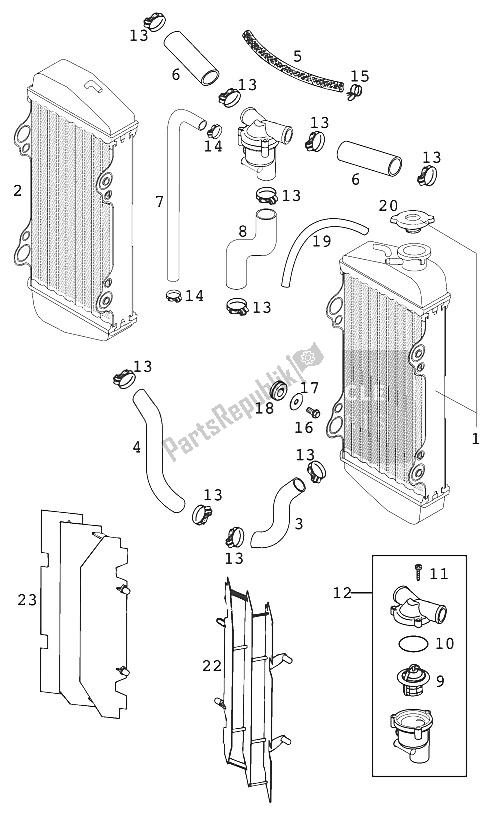 All parts for the Radiator - Radiator Hose 400/520 Racing 2000 of the KTM 400 SX Racing Europe 2000