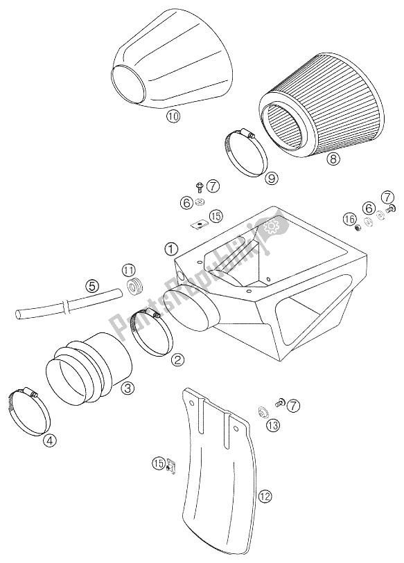 Todas las partes para Caja De Filtro De Aire 660 Sms 2002 de KTM 660 SM Factory Replica Europe 2002