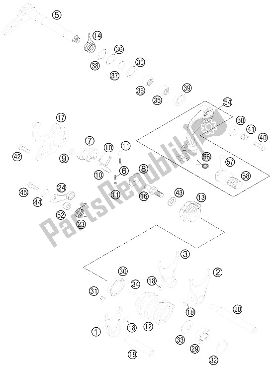 All parts for the Shifting Mechanism of the KTM 150 SX Europe 2015