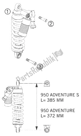 Todas las partes para Amortiguador de KTM 950 Adventure Black USA 2006