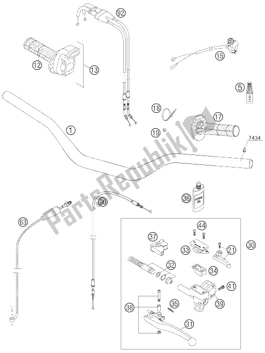 All parts for the Handle Bar - Controls 450/525 Smr of the KTM 450 SMR Europe 2005
