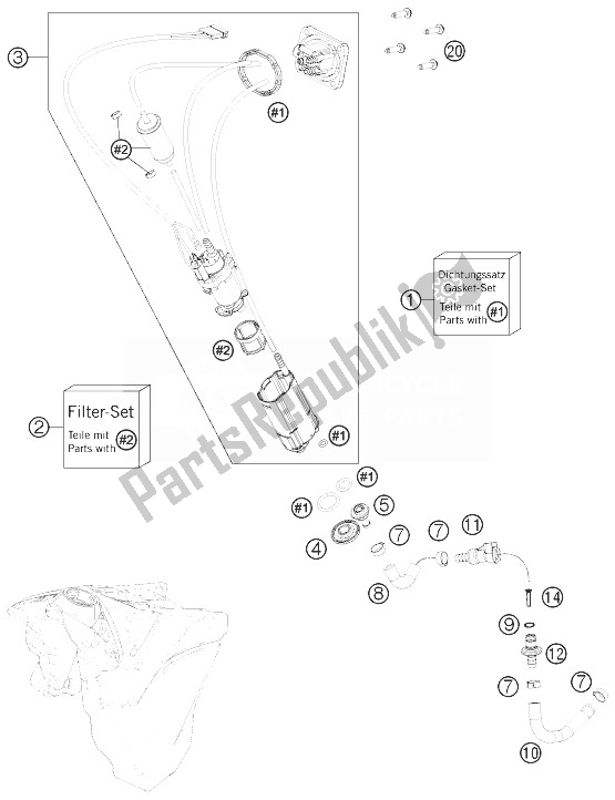 All parts for the Fuel Pump of the KTM 250 EXC F Europe 2013