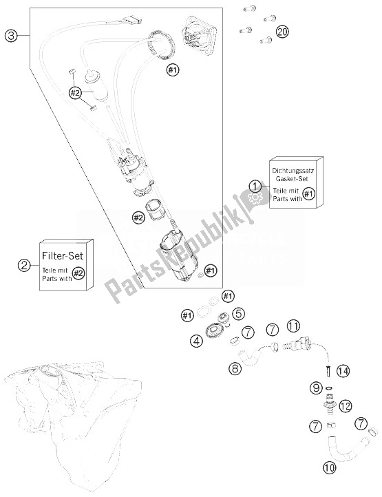 All parts for the Fuel Pump of the KTM 350 EXC F USA 2014