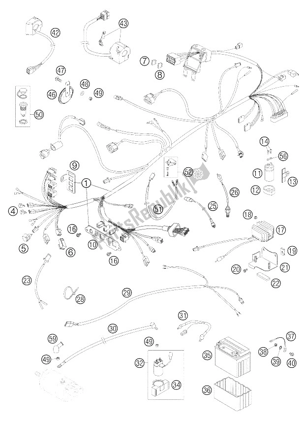 All parts for the Wiring Harness of the KTM 640 Adventure Europe 2005