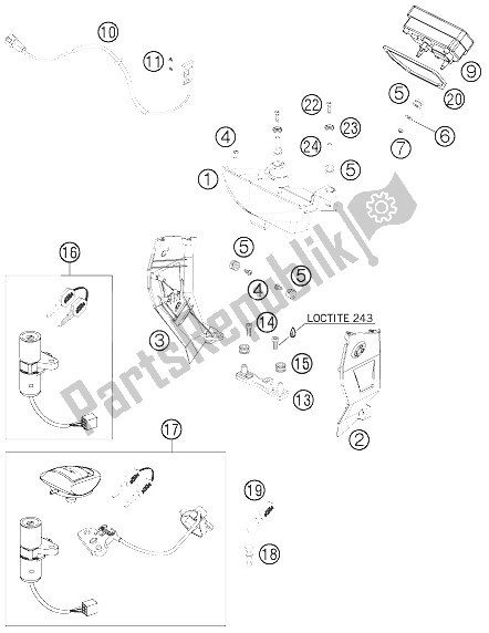 All parts for the Speedometer of the KTM 950 Supermoto Black USA 2006