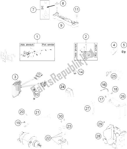 All parts for the Wiring Harness of the KTM 450 EXC SIX Days Europe 2016