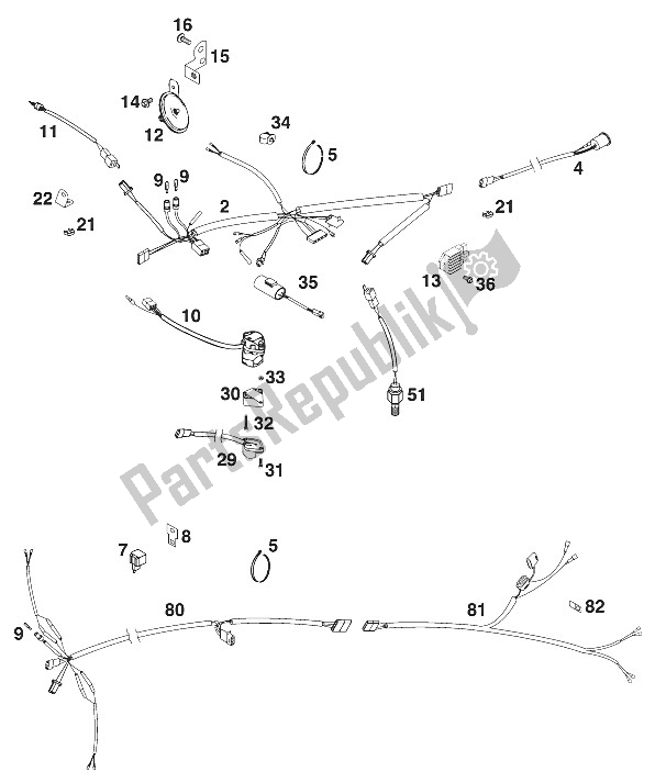 Toutes les pièces pour le Faisceau De Câbles Egs 125-380 du KTM 200 EXC Europe 2000