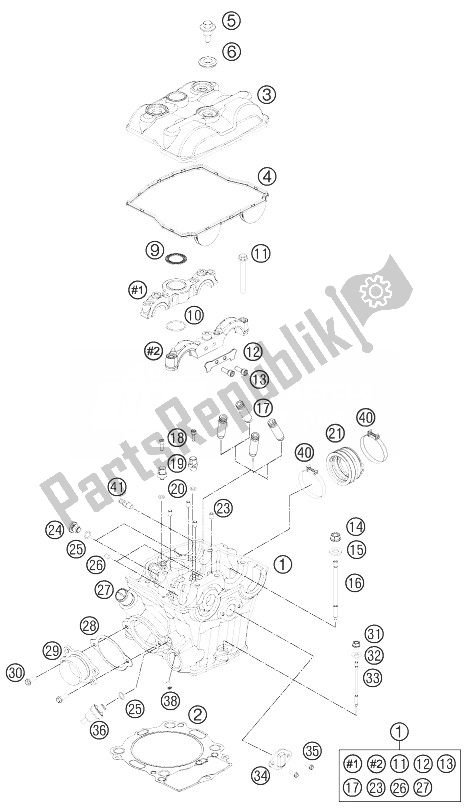 All parts for the Cylinder Head of the KTM 450 Rally Factory Replica Europe 2014