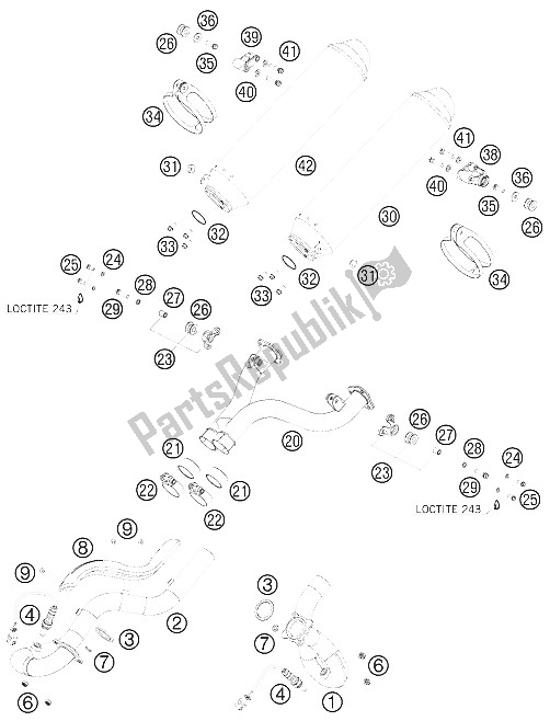 Tutte le parti per il Impianto Di Scarico del KTM 990 Adventure R France 2009