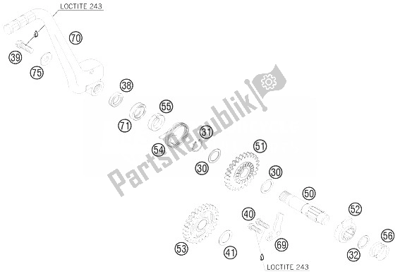 Alle onderdelen voor de Kick Starter van de KTM 125 EXC Europe 2010