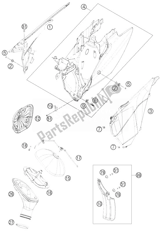 Wszystkie części do Filtr Powietrza KTM 250 EXC Australia 2013
