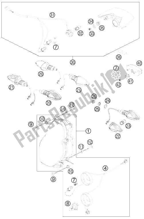 All parts for the Lighting System of the KTM 990 Adventure Blue ABS 12 USA 2012