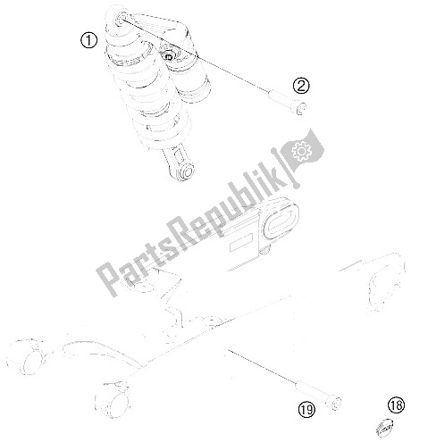 All parts for the Monoshock of the KTM 990 Supermoto R Australia United Kingdom 2011