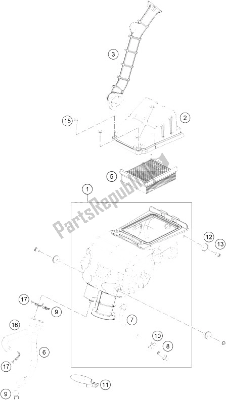 Tutte le parti per il Filtro Dell'aria del KTM 390 Duke BL ABS B D 16 Europe 2016