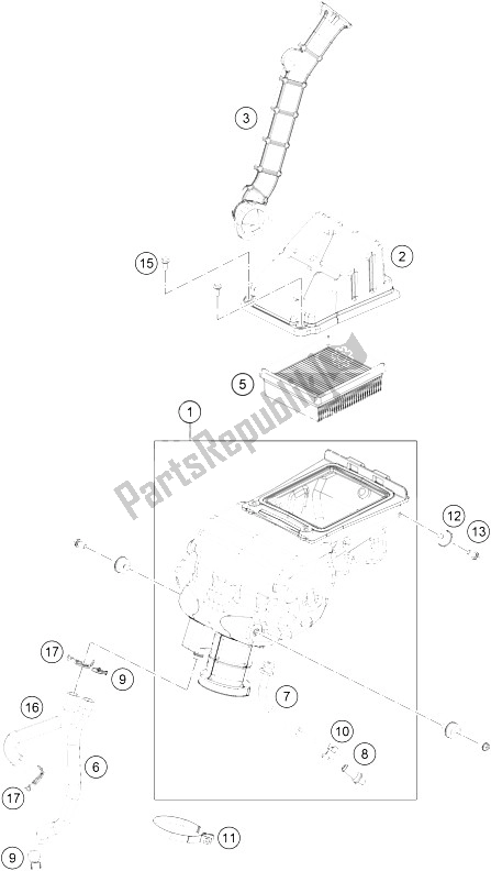 All parts for the Air Filter of the KTM 390 Duke BL ABS Europe 2015