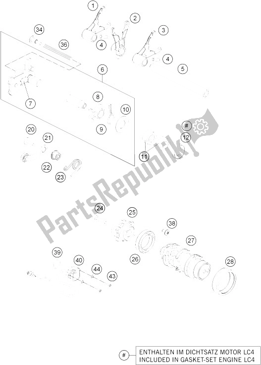 All parts for the Shifting Mechanism of the KTM 690 Duke White ABS USA 2015