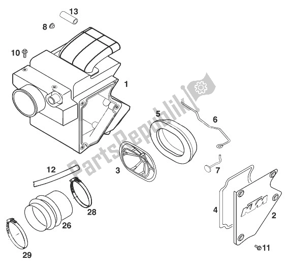 Todas las partes para Filtro De Aire Caja De Aventura '98 de KTM 640 Adventure R D Europe 1998