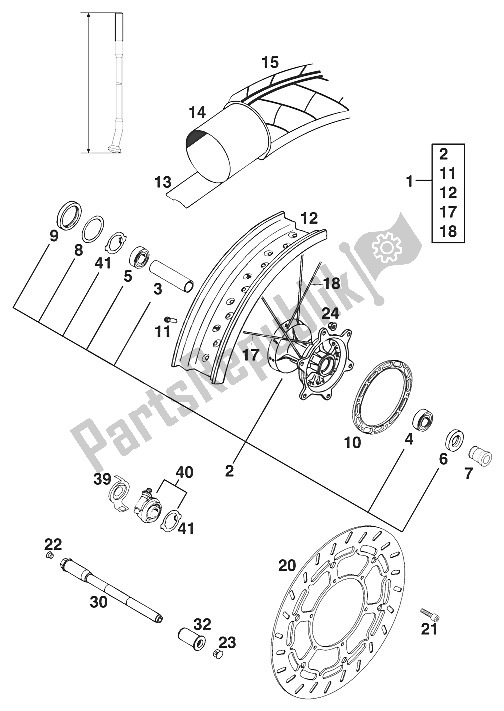 Tutte le parti per il Ruota Anteriore Michelin Duke '96 del KTM 620 Duke 37 KW Europe 972661 1996