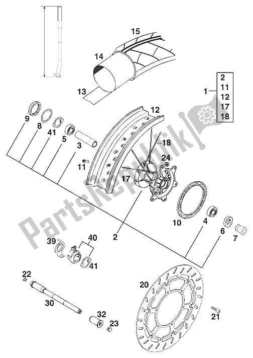 All parts for the Front Wheel Battlax Duke '97 of the KTM 620 Duke E USA 1997