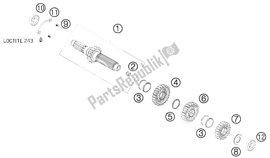 All parts for the Transmission I - Main Shaft of the KTM 450 SX F Europe 2009