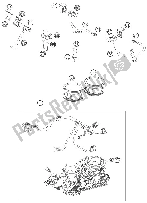 All parts for the Throttle Body of the KTM 990 Super Duke Anthrazit 07 Europe 2007