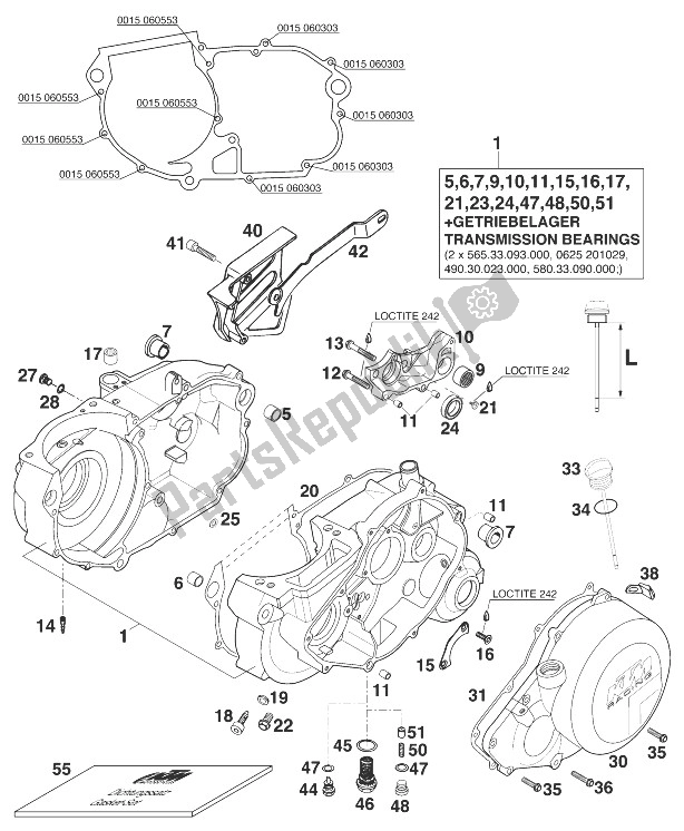 All parts for the Crankcase 620 Sx ' of the KTM 400 SX C 20 KW Europe 1998