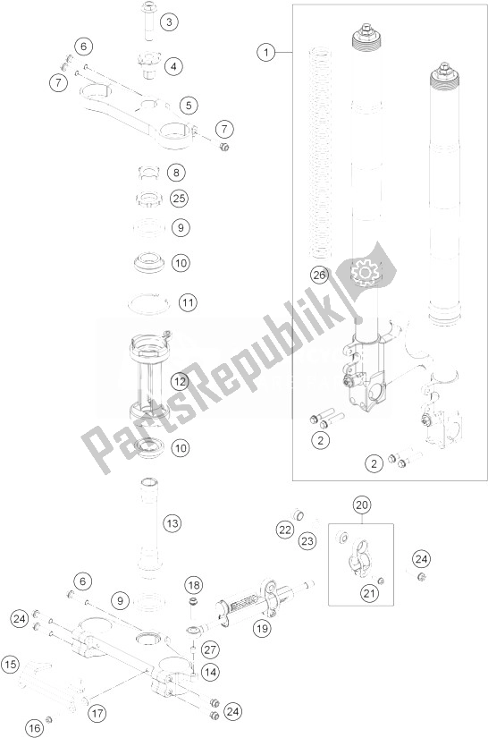Todas las partes para Horquilla Delantera, Triple Abrazadera de KTM RC 250 R Europe 2014