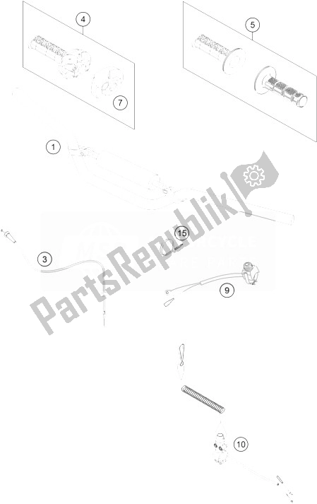 All parts for the Handlebar, Controls of the KTM 50 SX Mini Europe 2014