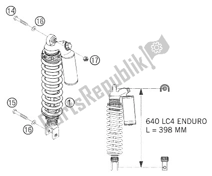 All parts for the Rear Suspension 640 Lc4 Enduro of the KTM 640 LC4 Enduro Orange Europe 2005