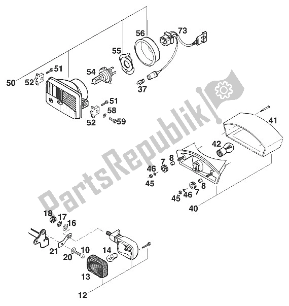 Todas las partes para Máscara - Intermitente - Luz Trasera Rxc'96 de KTM 620 RXC E USA 1996