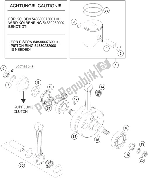 Todas las partes para Cigüeñal, Pistón de KTM 250 XC W USA 2006