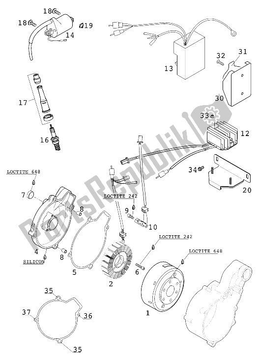 Tutte le parti per il Sistema Di Accensione del KTM 400 LC4 E Europe 2001