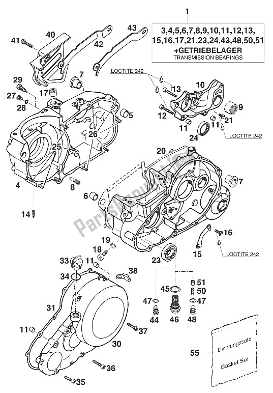 Tutte le parti per il Carter Agw Lc4'95 del KTM 620 EGS WP 37 KW 20 LT Viol 95 Europe 1995