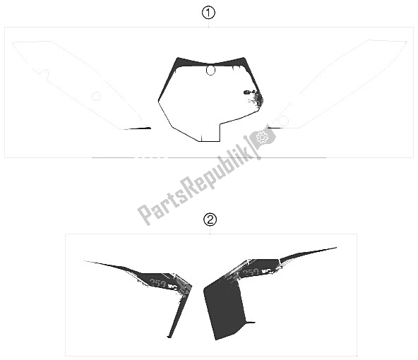 Tutte le parti per il Decalcomania del KTM 250 XC USA 2009