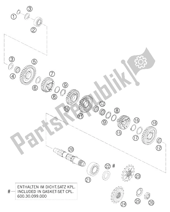 All parts for the Transmission Ii - Countershaft of the KTM 950 Supermoto R USA 2008