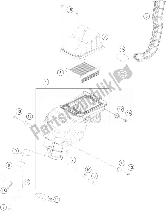 Tutte le parti per il Filtro Dell'aria del KTM RC 390 White ABS B D 14 Europe 2014