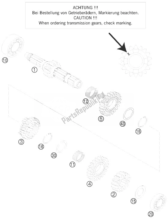 Tutte le parti per il Trasmissione I - Albero Principale del KTM 300 XC W USA 2010