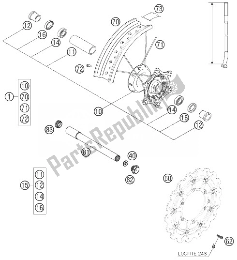 All parts for the Front Wheel of the KTM 560 SMR Europe 2007