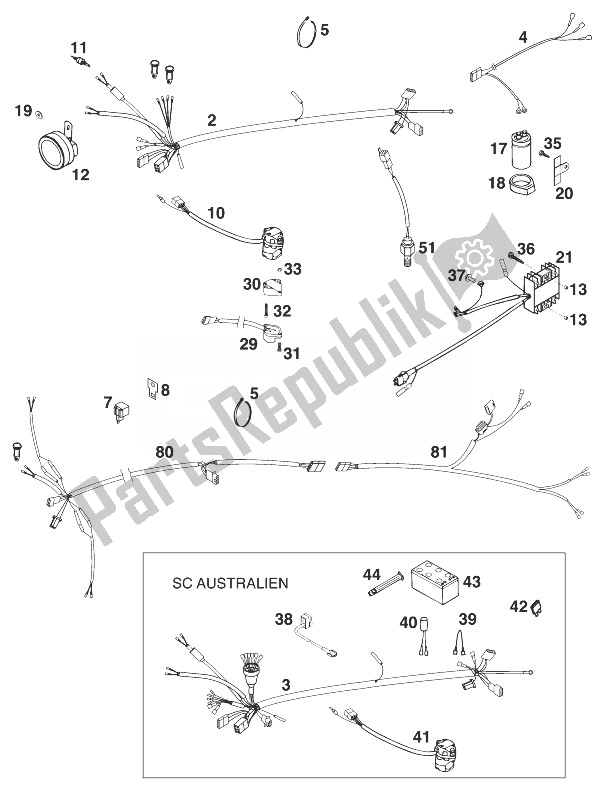 All parts for the Wire Harness Sc With Turn Signals'98 of the KTM 400 TXC USA 1998