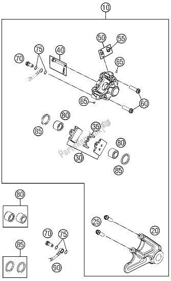 Wszystkie części do Zacisk Hamulca Tylnego KTM 105 SX USA 2011