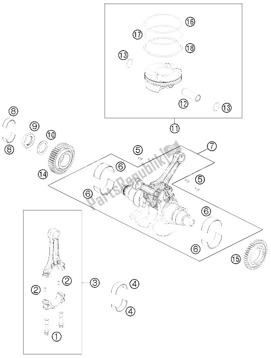 Todas las partes para Cigüeñal, Pistón de KTM 1190 RC8 R Black Europe 2011