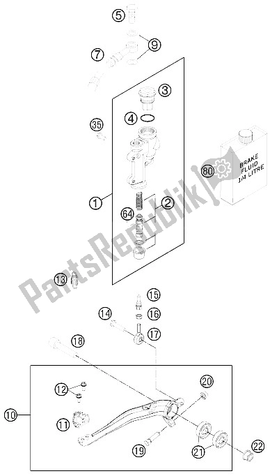 Todas las partes para Control De Freno Trasero de KTM 125 SX Europe 2011