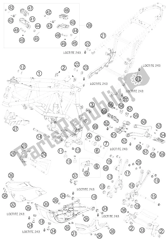 Todas las partes para Marco de KTM 990 Adventure Black ABS USA 2008